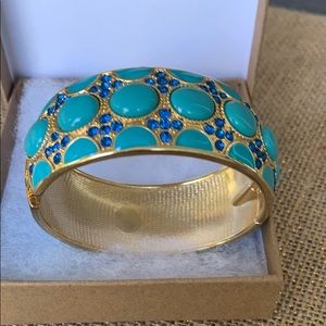 GORGEOUS GOLD & TEAL BANGLE BRACELET